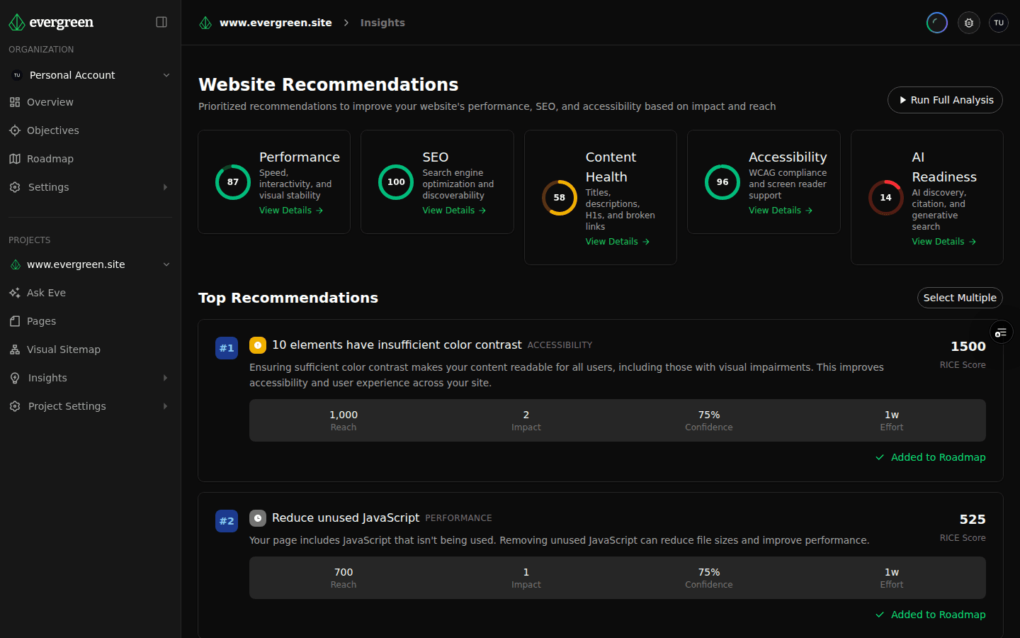 Analytics Correlation screenshot